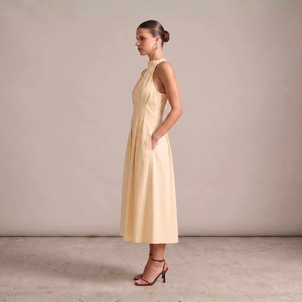 Lumia Pintuck Yellow Dress — alternate view